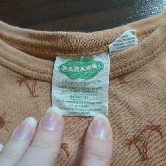 2T Parade Organics Short Romper,  with Palm Tree Print - Picture 2 of 6